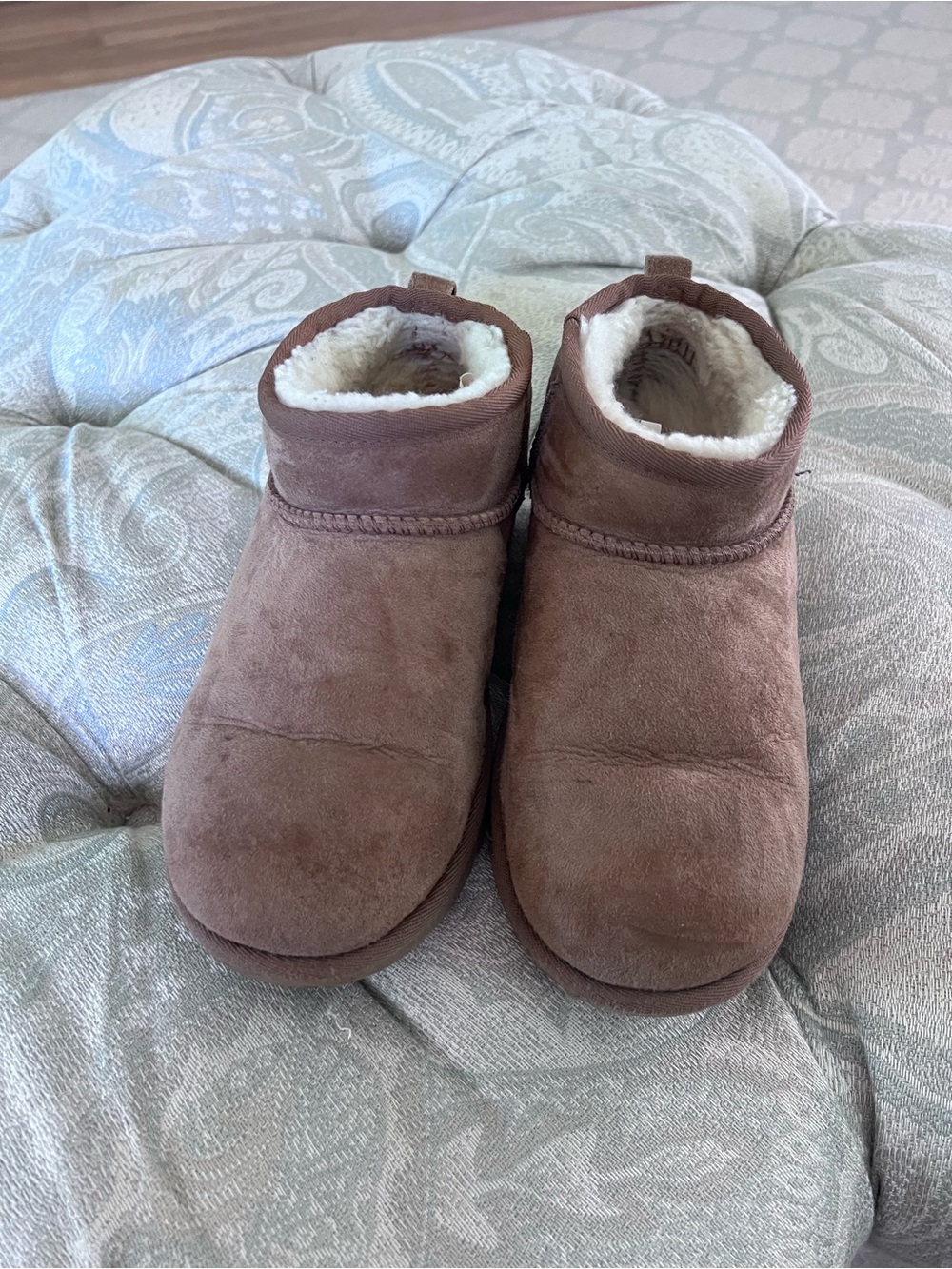 Uggs Cozy Fleece-Lined Suede Slip-On Booties - Brown